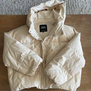 Cream Zara puffer jacket